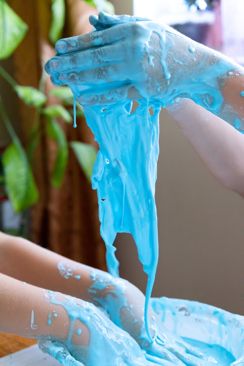 Non newtonian fluid, kids chemistry experiment.